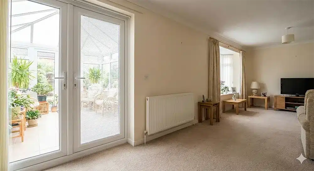 Separating doors between a conservatory and the main dwelling